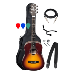 Kit Violão Baby Eletrico Giannini Performance Gtg-36s Sbs Acessorios Sunburst Destro