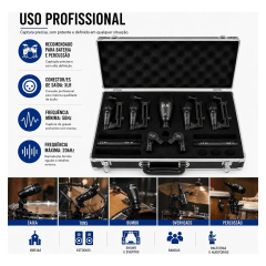 Kit de Microfones para Bateria Dylan DD-7 – 7 Peças Profissional para Palco, Igrejas e Estúdio
