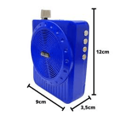 Microfone com Mini caixa de som Recarregavel azul