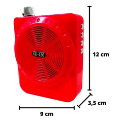 Microfone com Mini caixa de som Recarregavel Vermelho