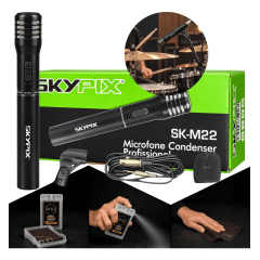 Microfone Condensador Shotgun Skypix Skm22 Profissional Preto