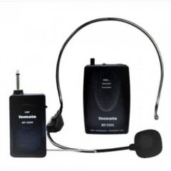 Microfone De Lapela e Headset Transmissor Sem Fio Kit Completo - Tomate