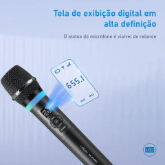 Microfone sem fio duplo recarregavel Coibeu com ajustes no microfone