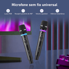Microfone sem fio duplo recarregavel Coibeu com ajustes no microfone