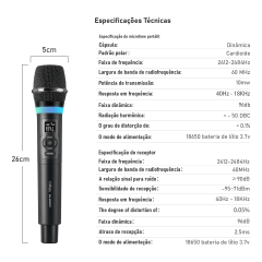 Microfone sem fio duplo recarregavel Coibeu com ajustes no microfone
