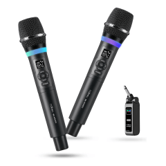 Microfone sem fio duplo recarregavel Coibeu com ajustes no microfone 