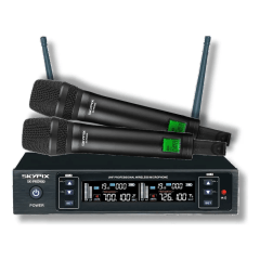 Microfone Sem Fio Profissional Sk-pro900 Uhf Duplo Mão 200 Canais Skypix 