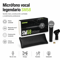 Microfone Shure Sm Sm58-lc Dinâmico Cardioide Cinza Escuro 