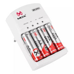 Carregador De Pilha Mox Mo-cp51 C/4 Aa E P/2 Baterias 9v