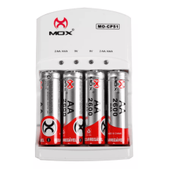 Carregador De Pilha Mox Mo-cp51 C/4 Aa E P/2 Baterias 9v