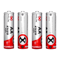 Cartela Com 4 Pilha Aa 1.2v Recarregável 2600mah