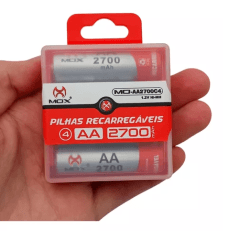 Cartela Com 4 Pilha Aa 1.2v Recarregável 2600mah