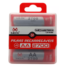 Cartela Com 4 Pilha Aa 1.2v Recarregável 2600mah