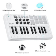 Teclado Controlador M-vave Smk-25 - Midi 25 Teclas