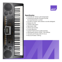 Teclado MXT M-T4500 com sensibilidade nas teclas e usb (61 teclas )