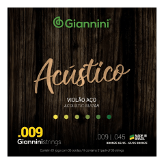Encordoamento Violao aço Giannini Acustico 0.09 Encordoamento Violao aço Giannini Acustico 0.09
