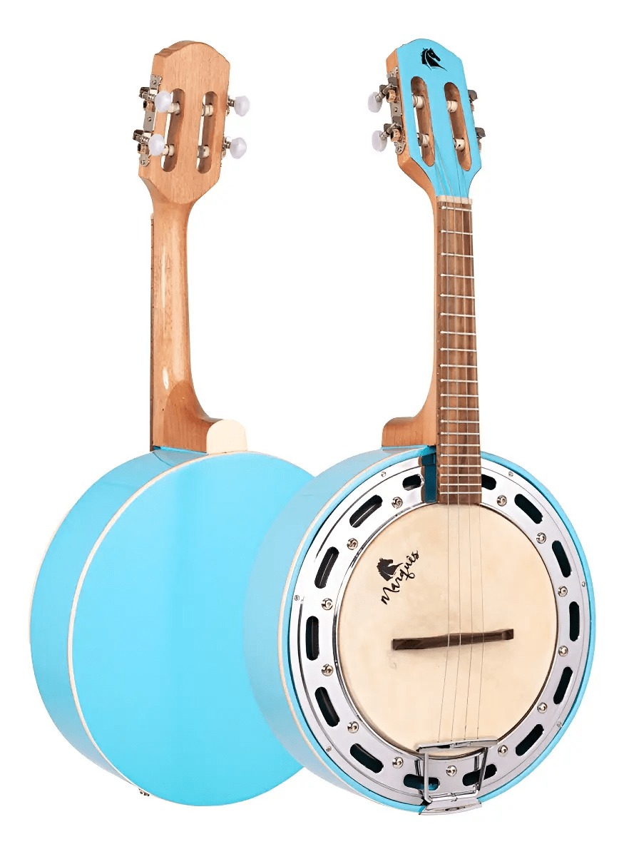 Banjo Eletroacústico Passivo Azul Com Aro Cromado Marquês